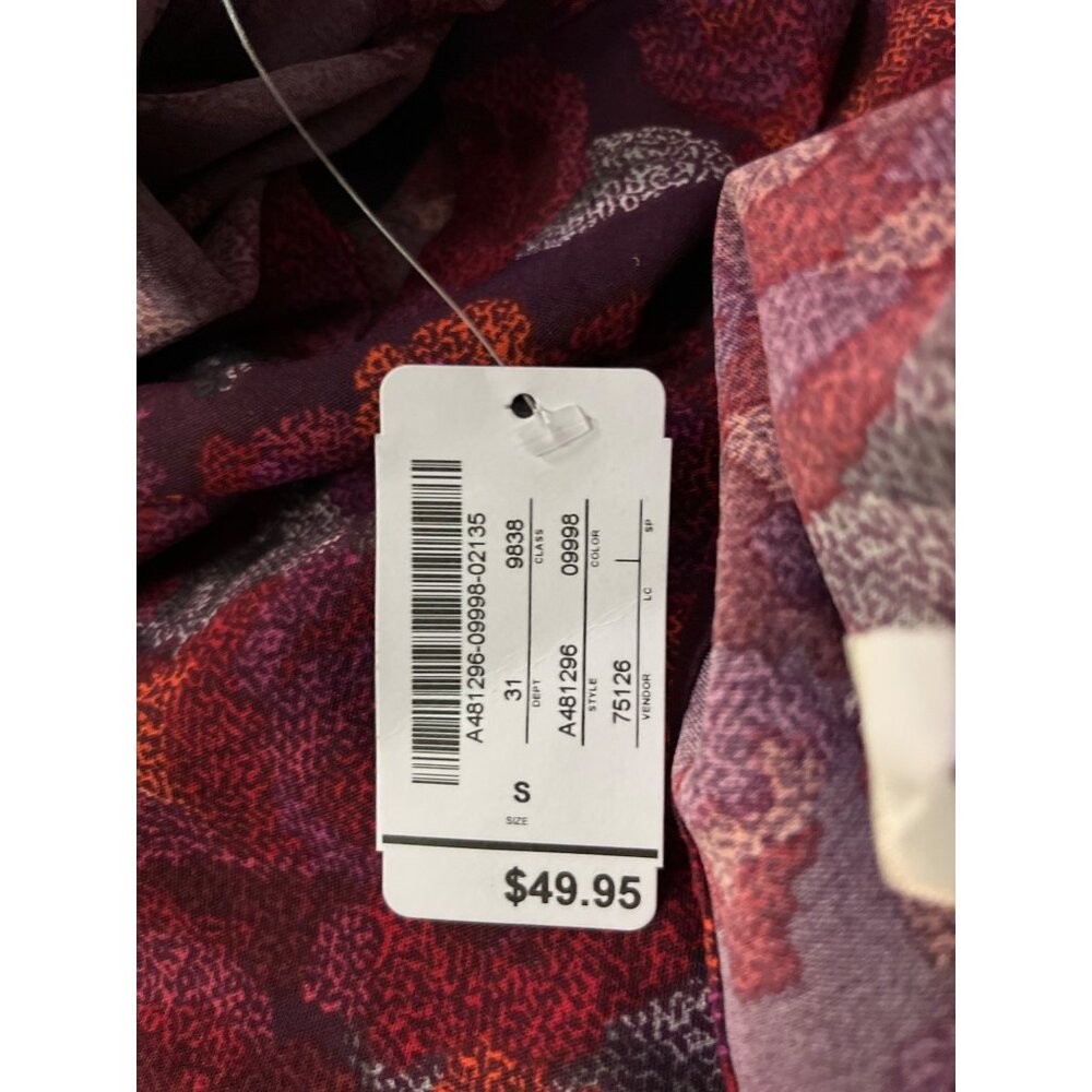 Christopher & Banks Women’s Blouse S Burgundy Floral Long Sleeve NEW - Picture 7 of 15